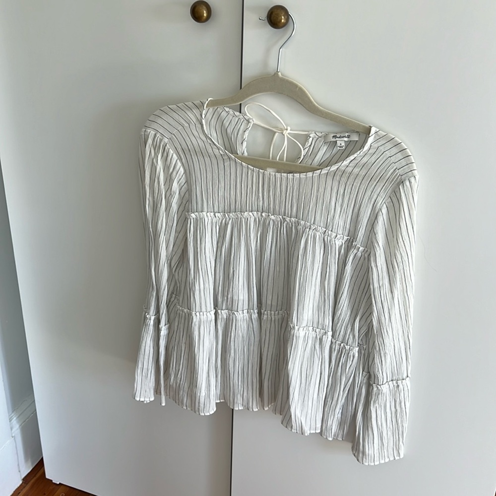 Madewell striped tiered top with tie